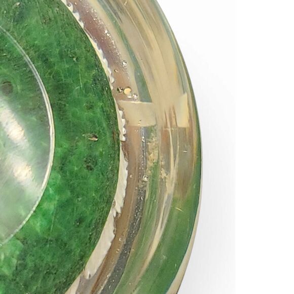 Vintage Murano Millefiori Art Glass Paperweight, White and Green, about 3" wide - Picture 4 of 7